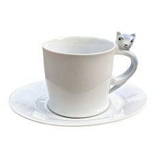 Cup with saucer Kitten blue-grey