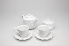 Diamond White Tea Set with Sugar Bowl