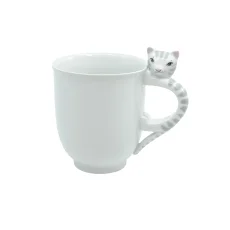 Porcelánový hrnek Kočička Šedé proužky