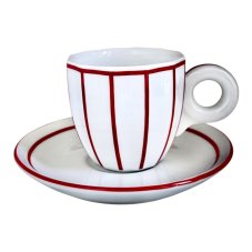 Porcelánový šálek na kávu s podšálkem espresso Šárka červená linka
