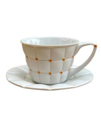 Cup with saucer Barcelona, orange dots
