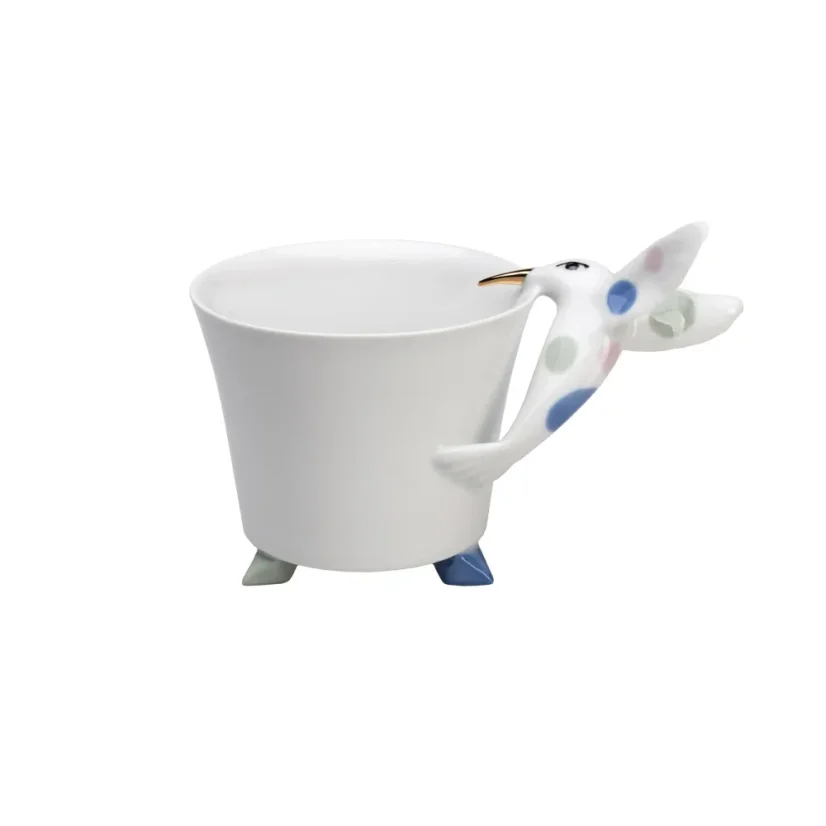 Porcelánový hrnek kolibřík (modrá)