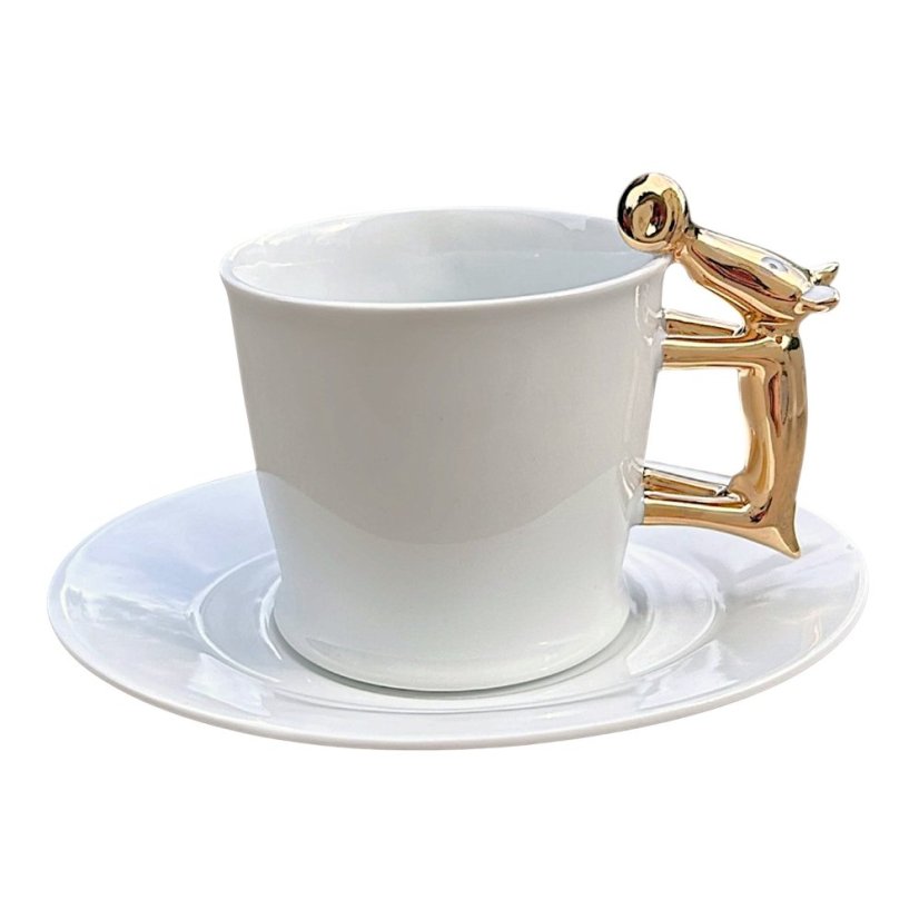 Porcelánový šálek s podšálkem  Zlaté prasátko