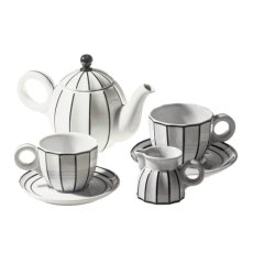 Porcelánová čajová souprava Šárka černá linka Porcelánová čajová souprava Šárka černá linka