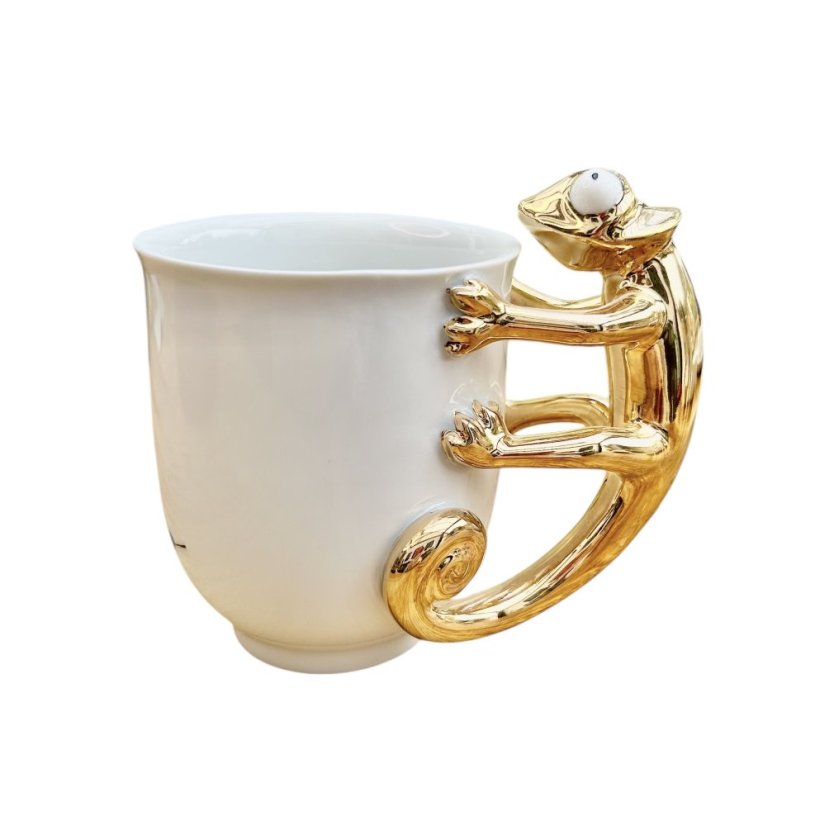 Porcelánový hrnek s chameleonem Zlatý