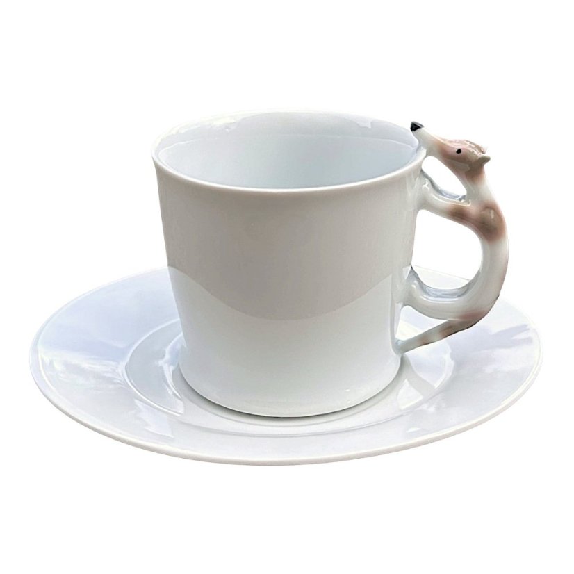 Porcelánový šálek s podšálkem Pejsek hnědé fleky Porcelánový šálek s podšálkem Pejsek hnědé fleky