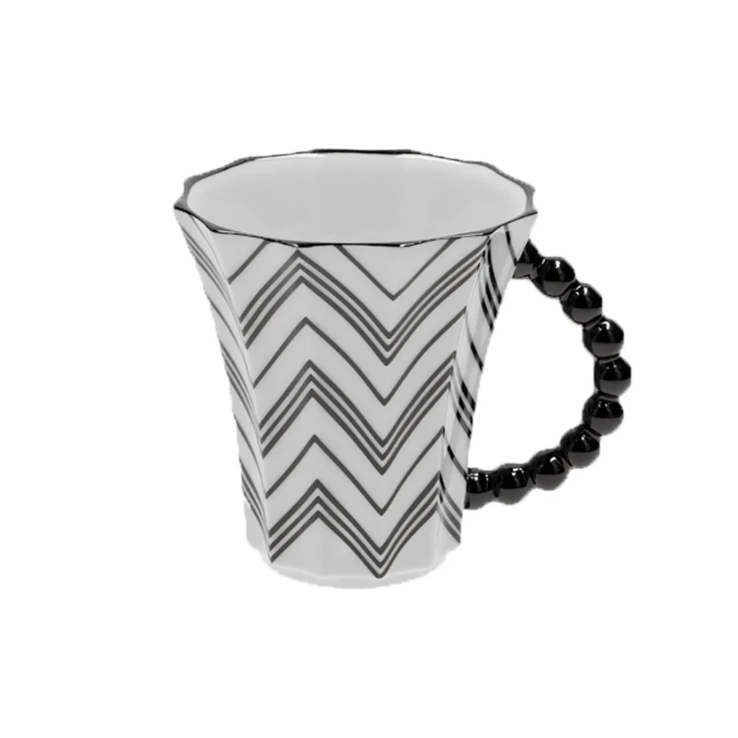 Mug Retro T black zig-zag