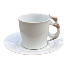 Cup with saucer Dog brown dots