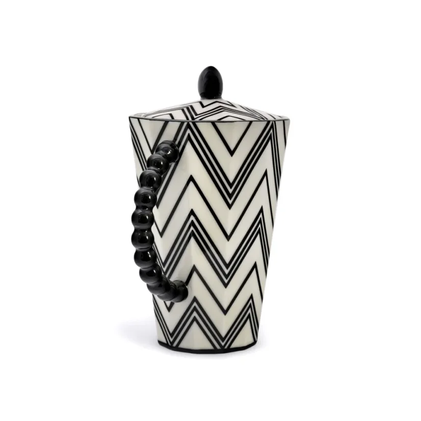 Pot medium black zig-zag