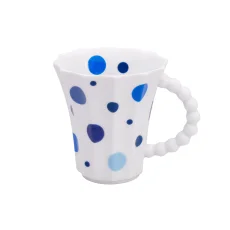 Porcelánový hrnek Retro T modré puntíky Porcelánový hrnek Retro T modré puntíky