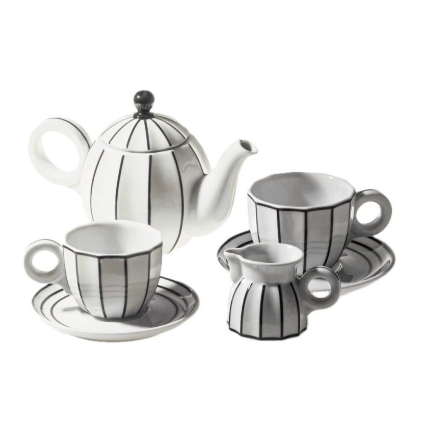 Porcelánová čajová souprava Šárka černá linka