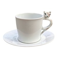 Cup with saucer Kitten brown dots