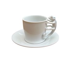 Porcelánový šálek s podšálkem Chameleón modrošedý