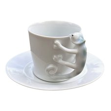 Porcelánový šálek s podšálkem Chameleón modrošedý