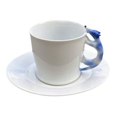 Cup with saucer Dog blue dots