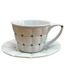 Cup with saucer Barcelona, green dots