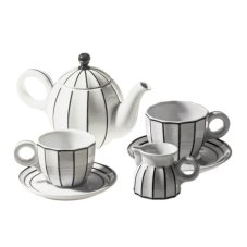Porcelánová čajová souprava Šárka černá linka