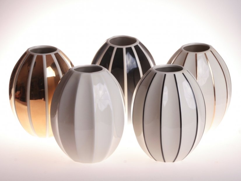 Porcelánová váza vypouklá malá černá linka - další varianty