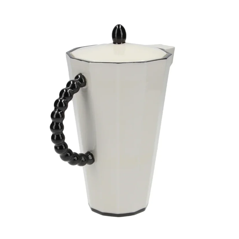Konvice velká černá linka 700 ml - detail ucha